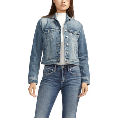notched crop jean jacket