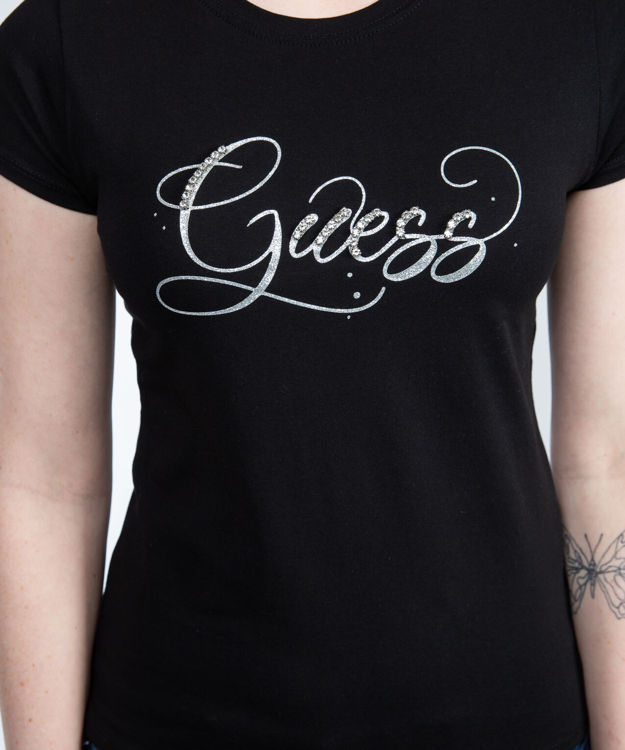 guess glitzy logo crew neck tee Image 5
