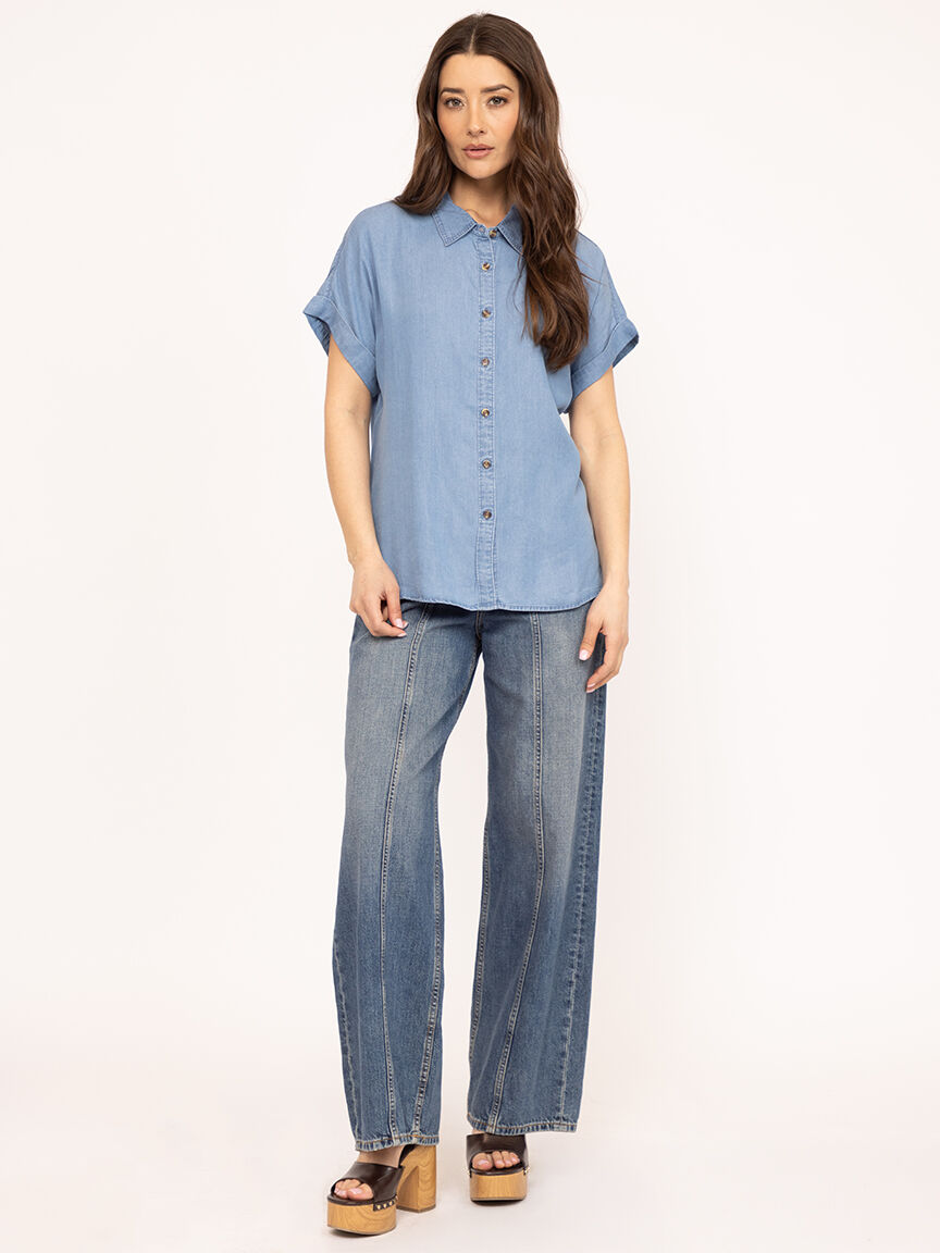 button down chambray top