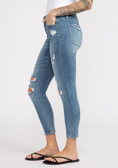 mid rise skinny jeans 