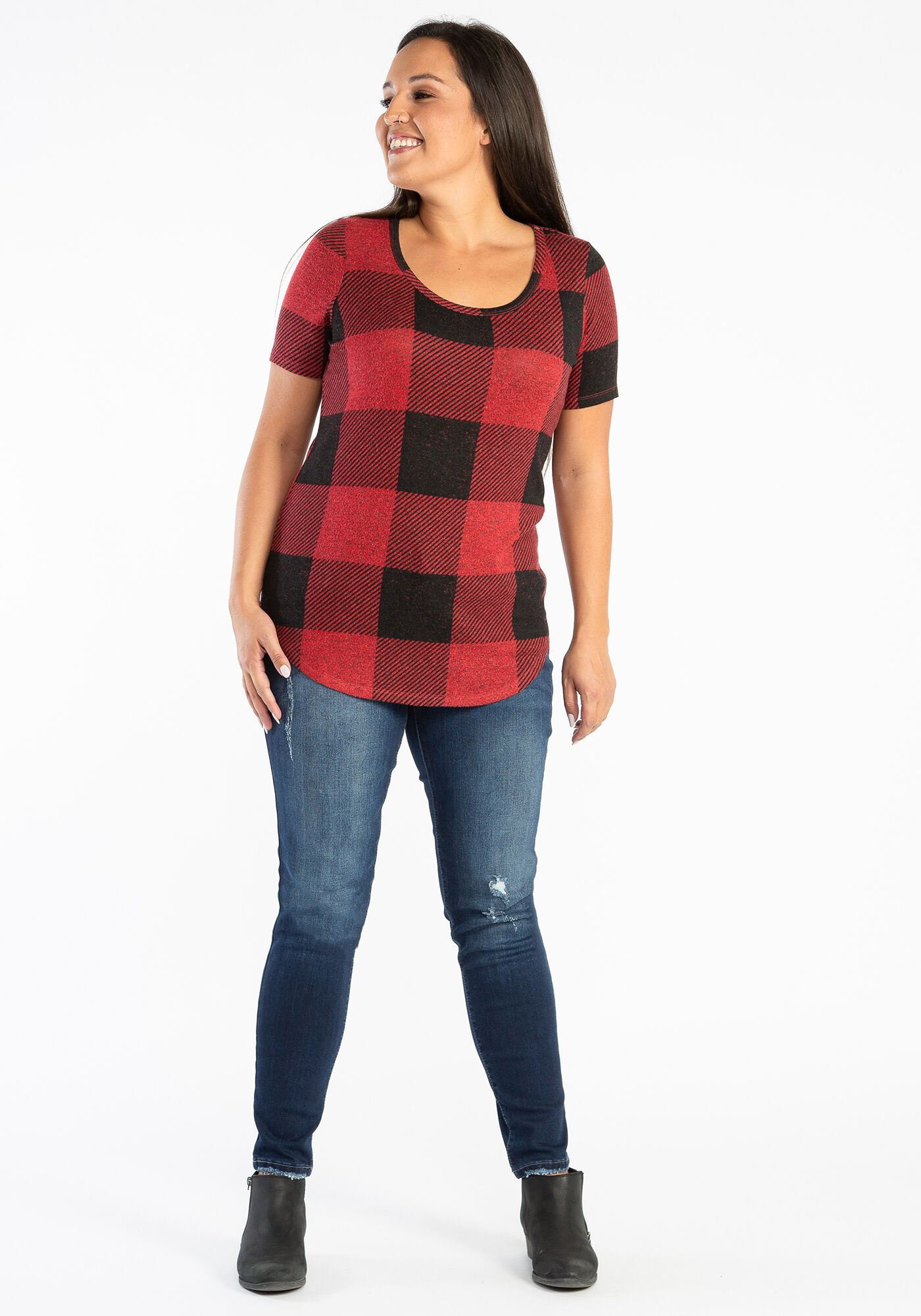 bobbie plaid scoop neck hacci tunic tee Image 3