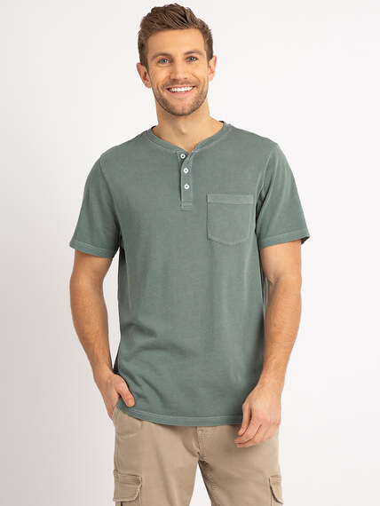 Murray Washed Henley T with Pocket Image 1