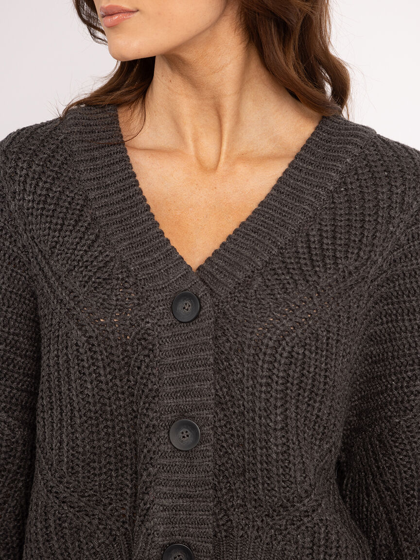 double v neck button front cardigan Image 4