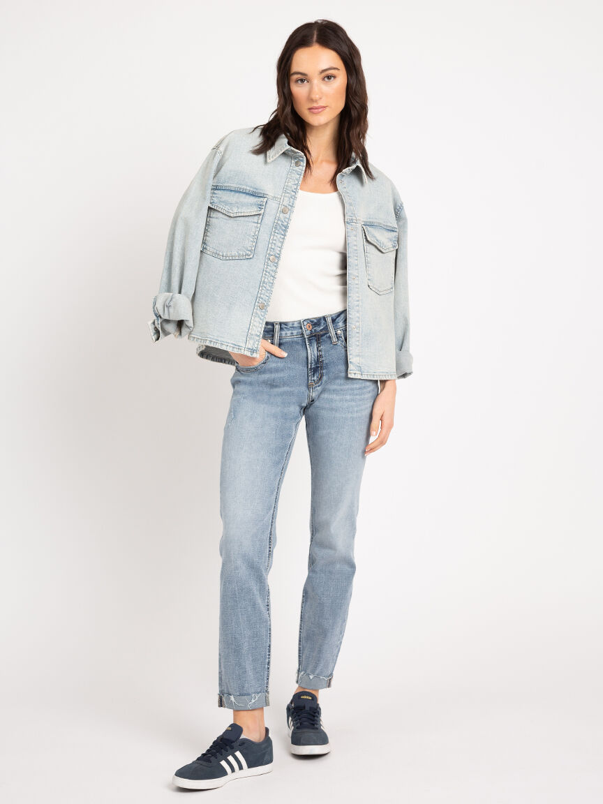 boyfriend mid rise slim leg jeans Image 1