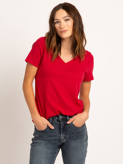 elena v-neck t-shirt, Red