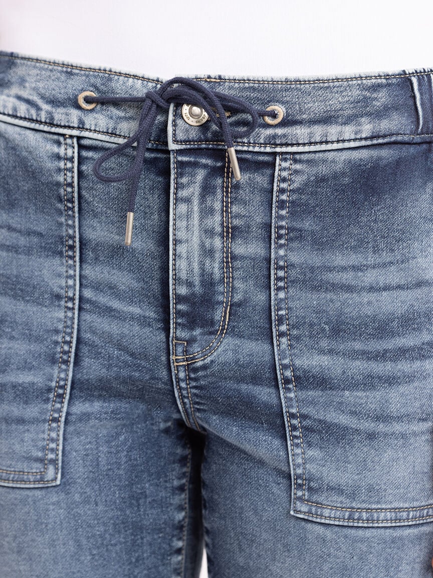 high rise knit denim joggers BOOTLEGGER