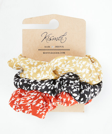 3 pack leafy pattern scrunchies Image 1