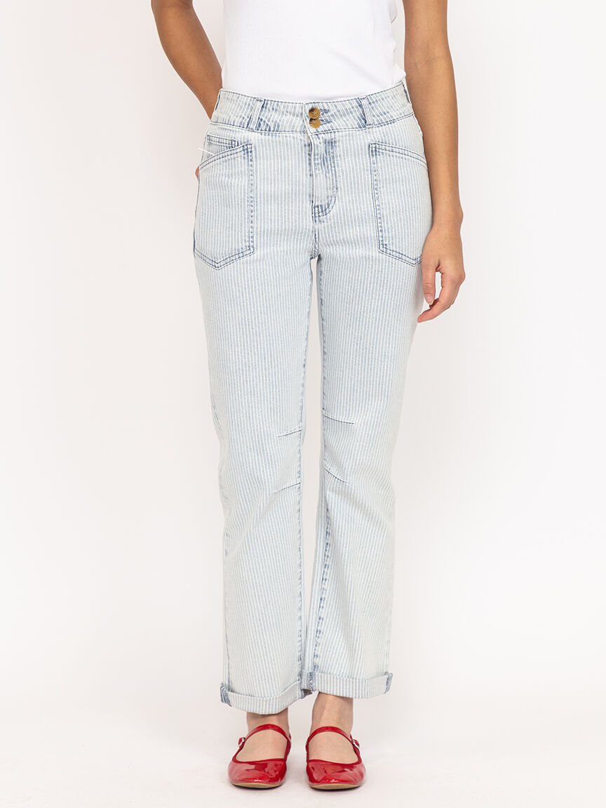 hickory stripe cropped jean light authentic