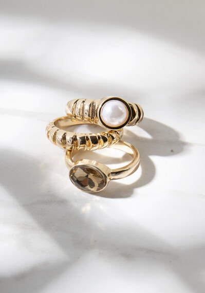 3 pack of gold stacking rings Image 1