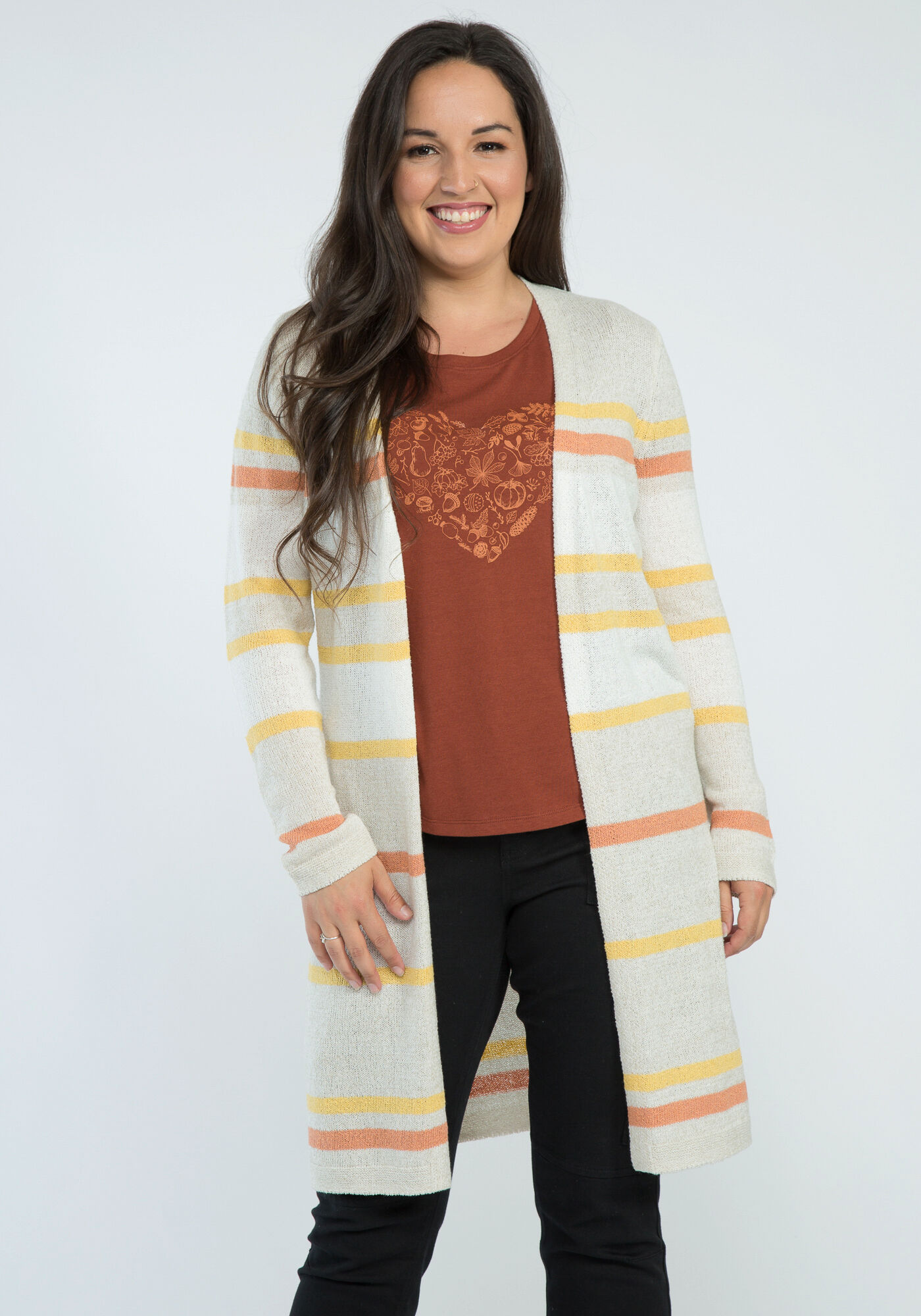 mitzy open front striped cardigan Image 1