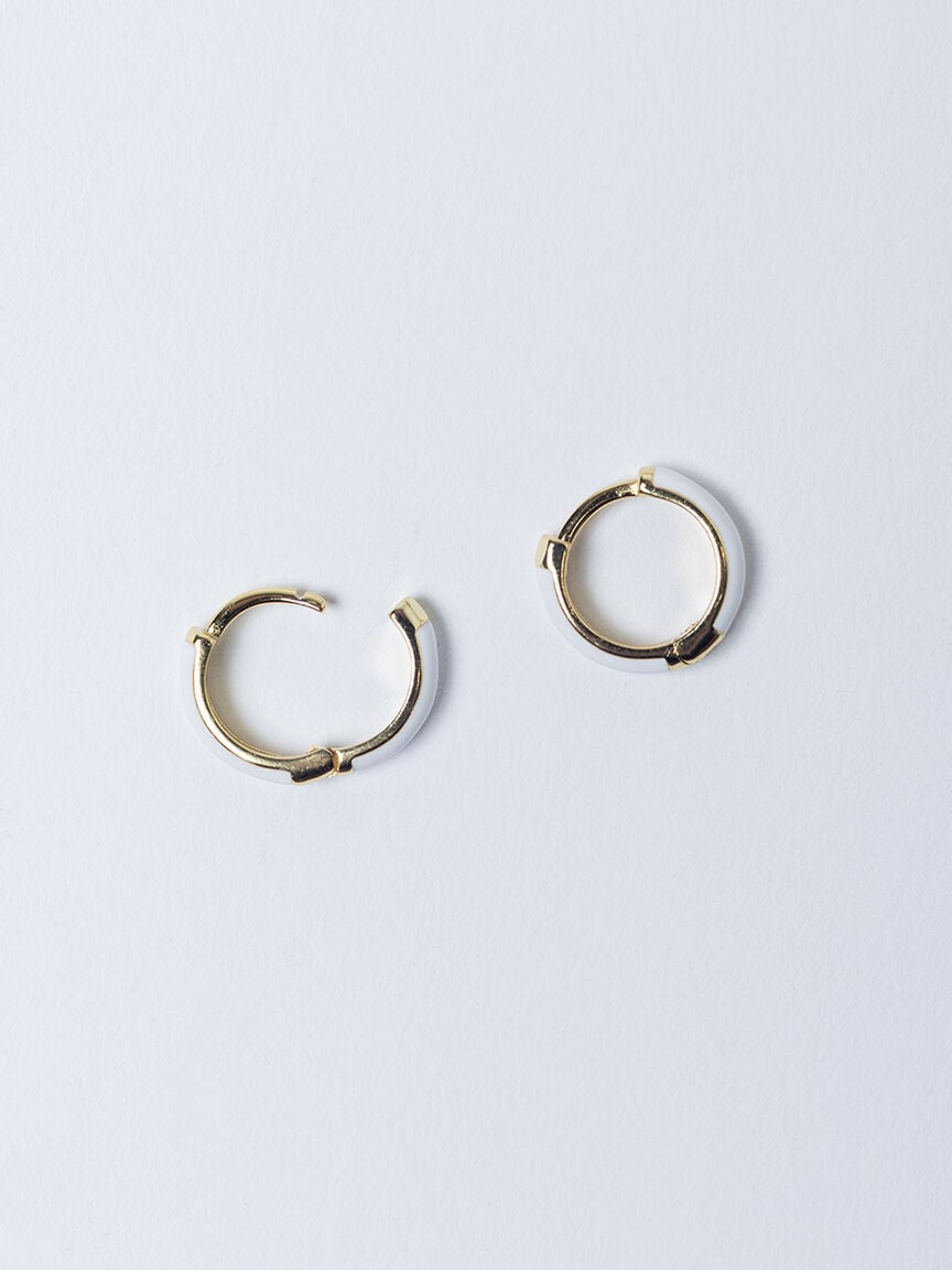 candy huggie earrings white