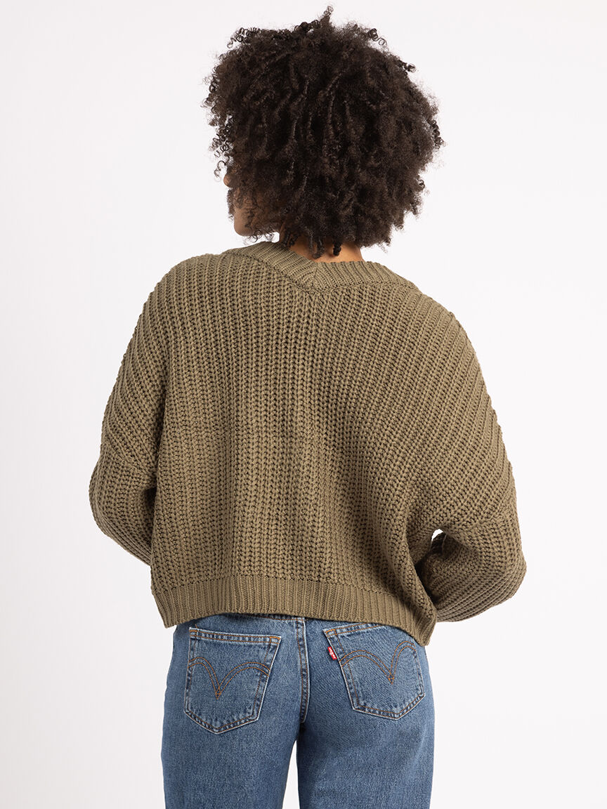 double v neck button front cardigan Image 3