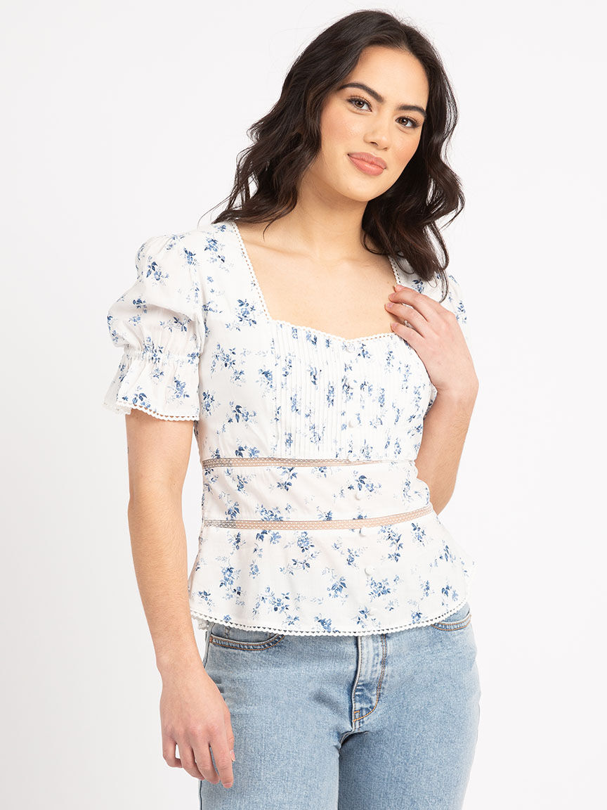 Puff sleeve peplum top clearance