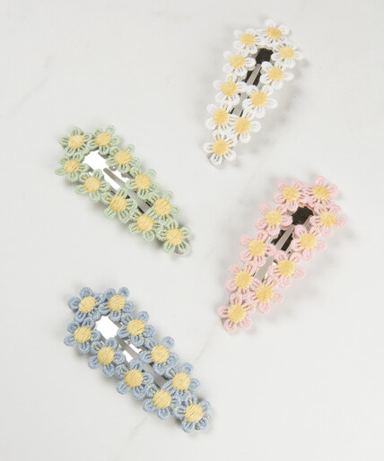 4 pack embroidered daisy hairclips Image 1