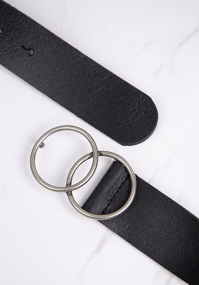 women's leather belt with double o buckle Image 3