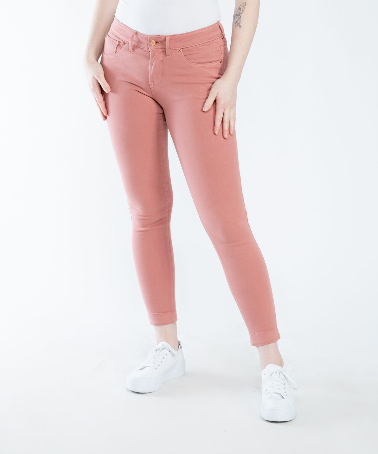 coloured mid rise skinny jeans dusty rose Image 1
