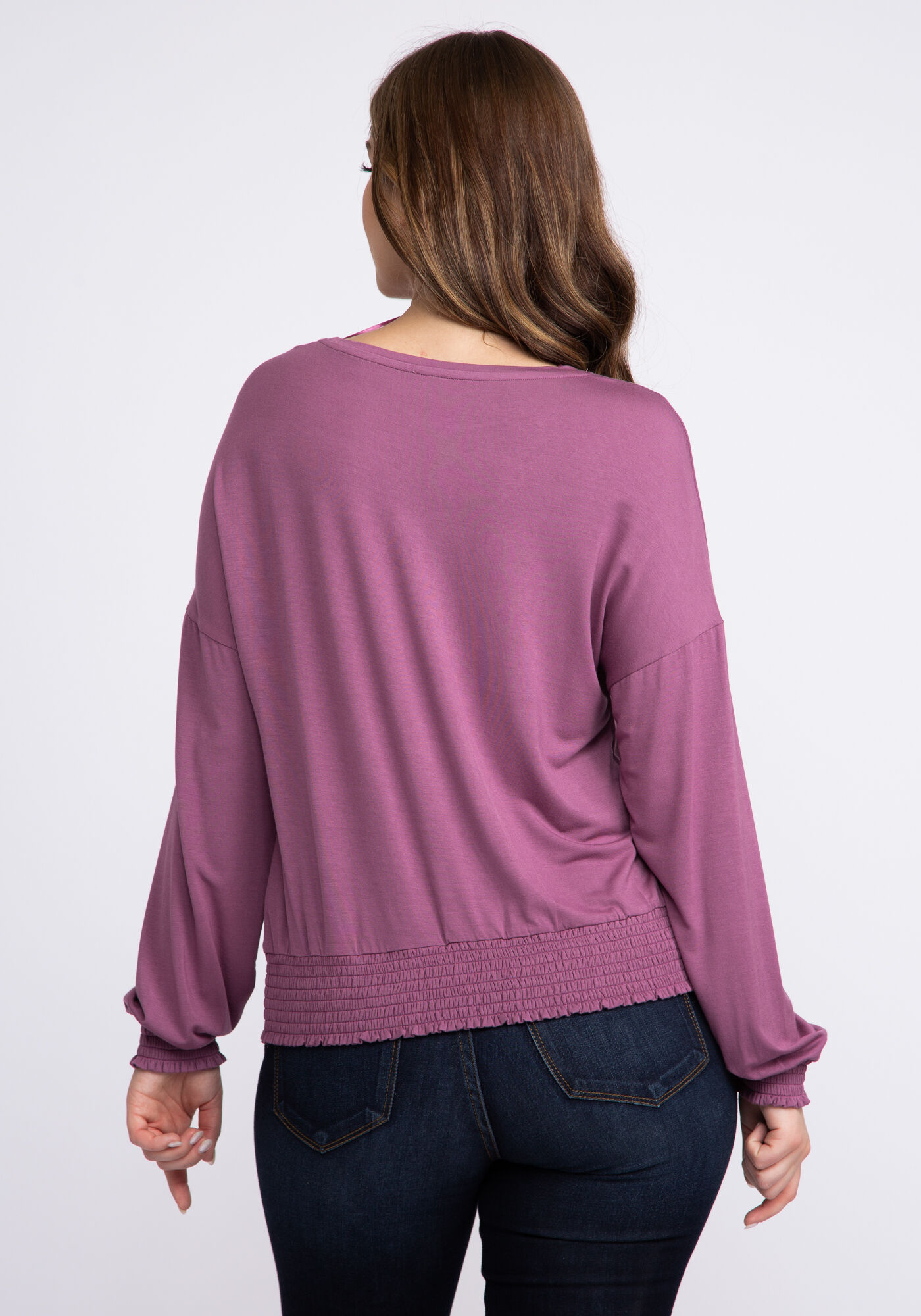 cassidy long sleeve smocked hem top Image 2