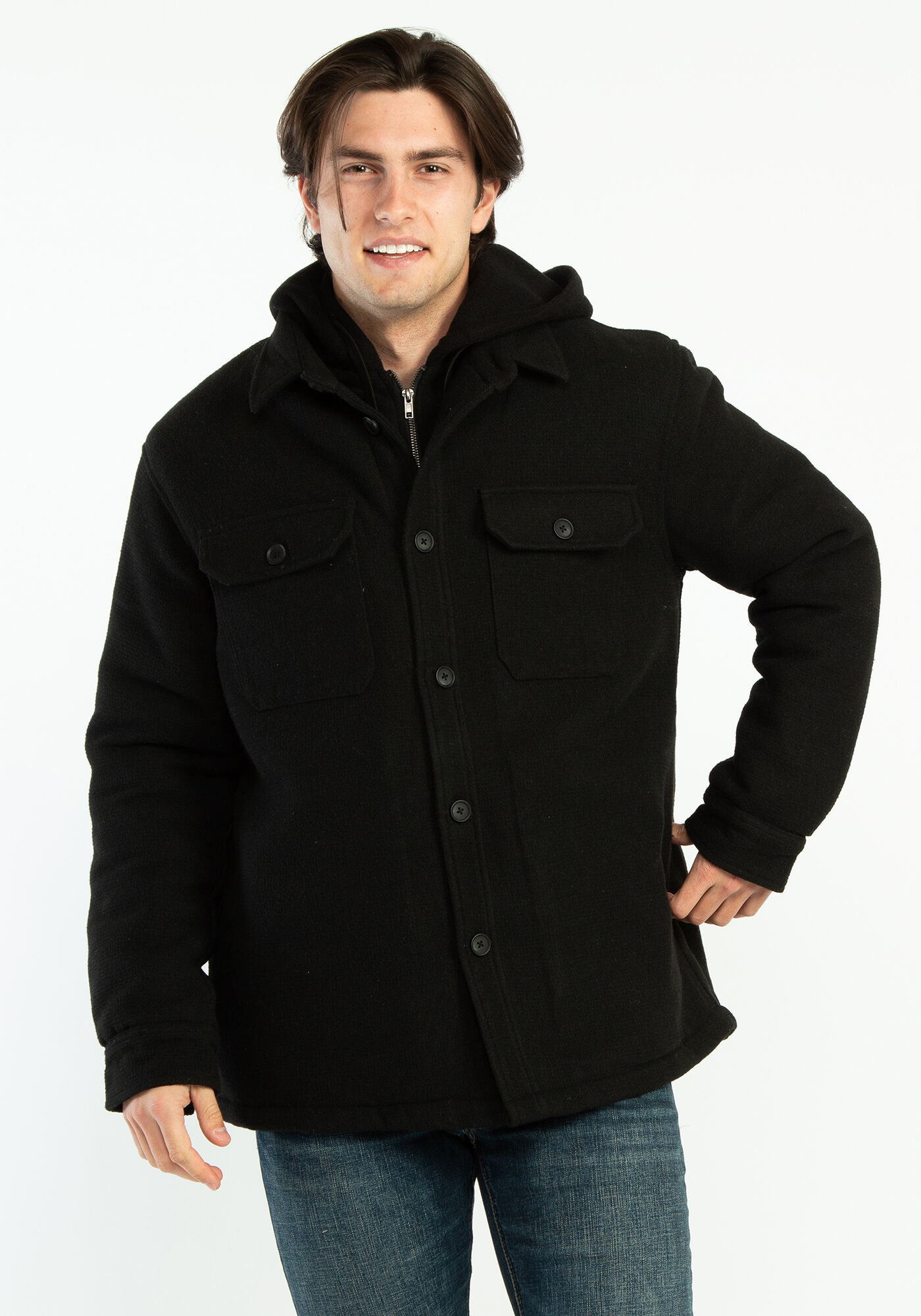 quilted jacket with with polar fleece hood - Do not Upload Image 1