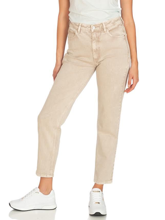 WB high rise mom jeans beige Image 1
