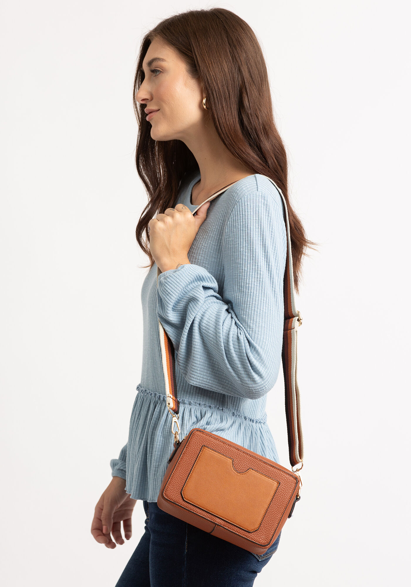 adjustable colourblock strap rectangle bag Image 2