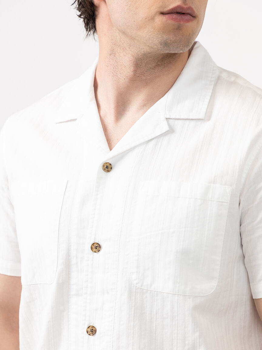 isaac stripe textured 2 pkt camp collar shirt Image 4