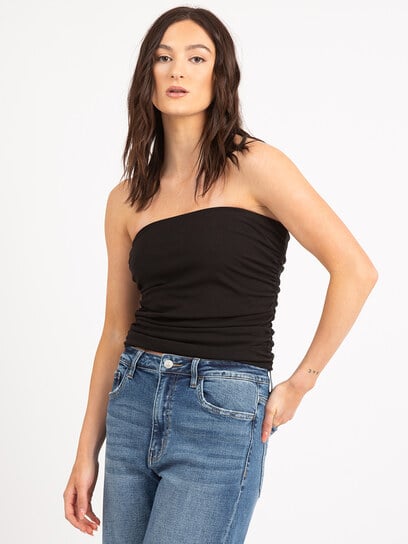 ruched side tube top