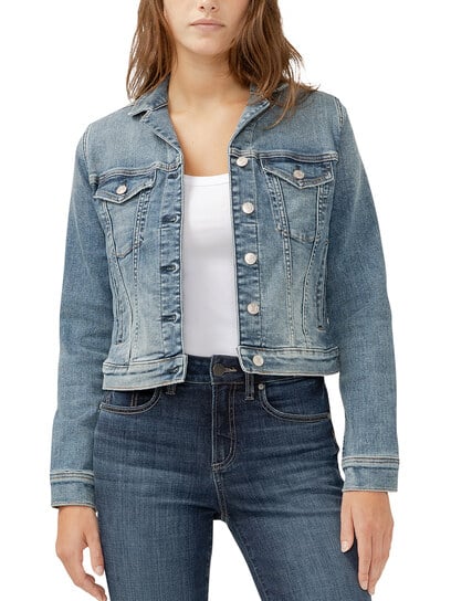 Notched Crop Jean Jacket Notched Crop Jean Jacket