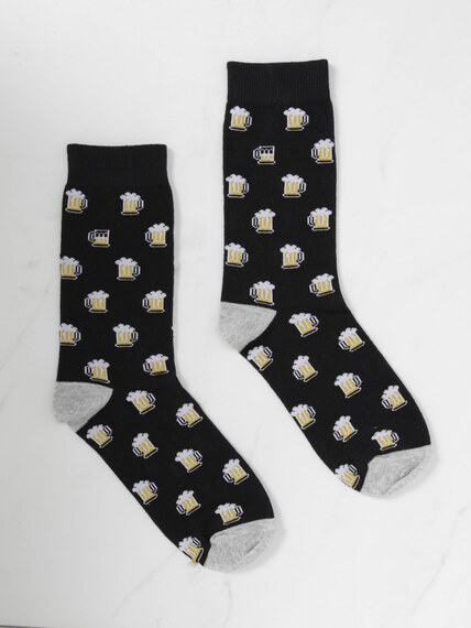 men's beer mug print crew socks men's beer mug print crew socks Image 1