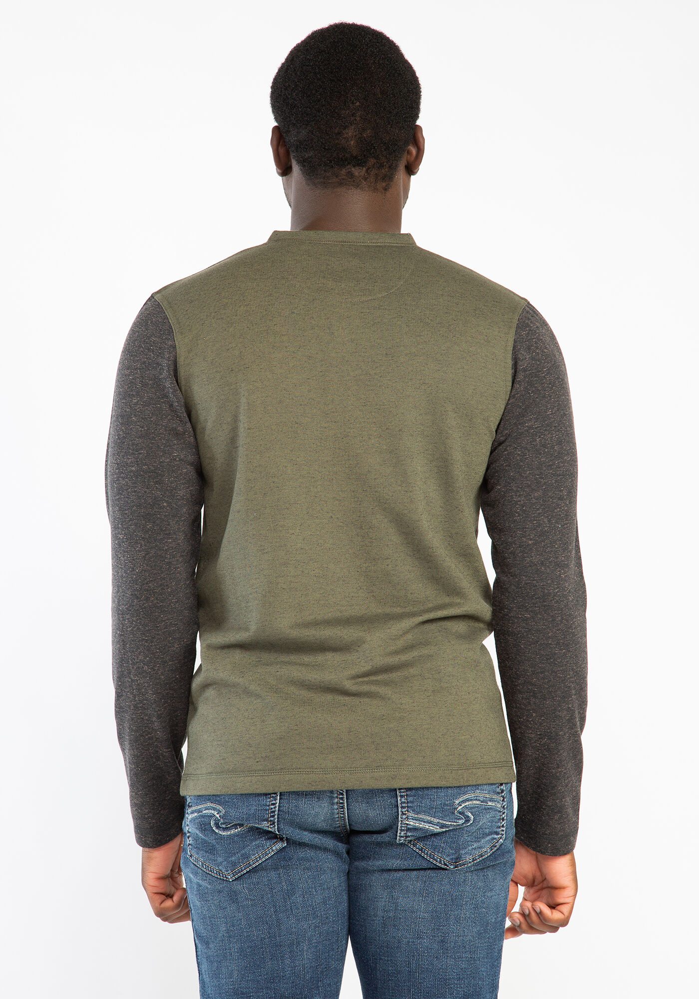 colour block henley long sleeve shirt Image 2