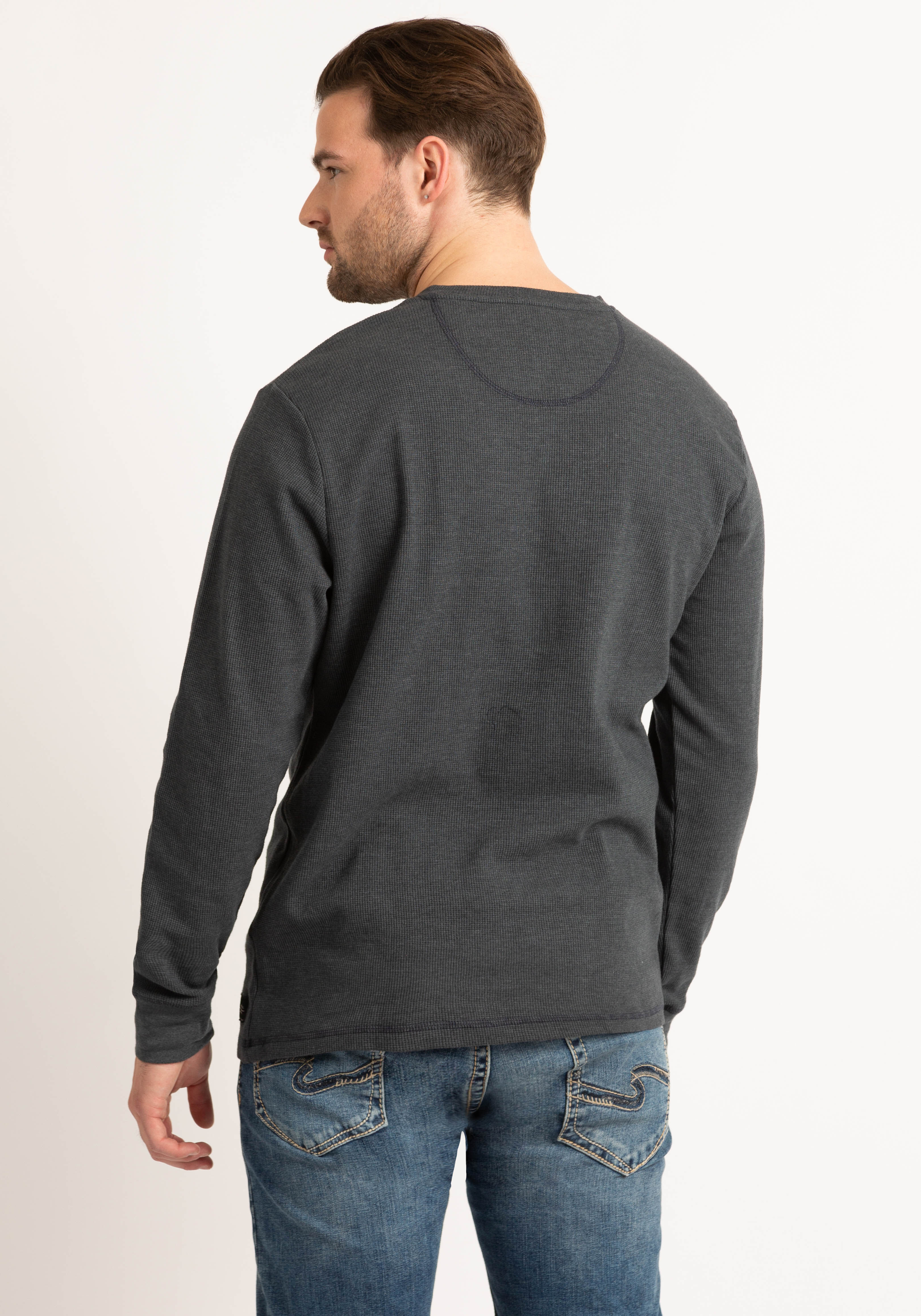 acid wash long sleeve henley shirt Image 2