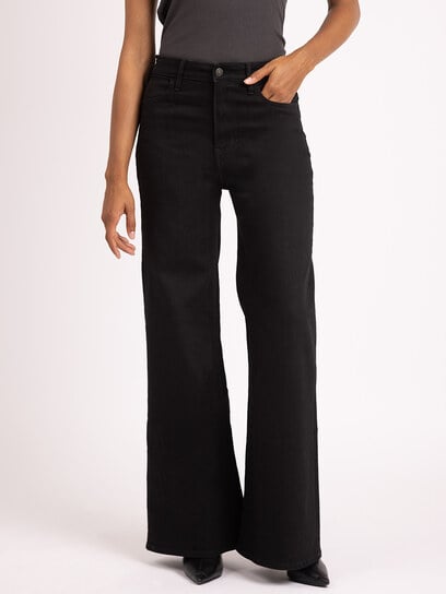 high rise wide leg flare jean black high rise wide leg flare jean black