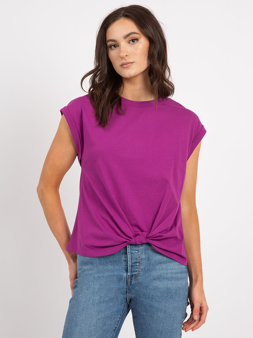 knot front crewneck tee Image 1