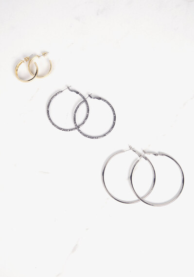 3 pack hoop earrings Image 3