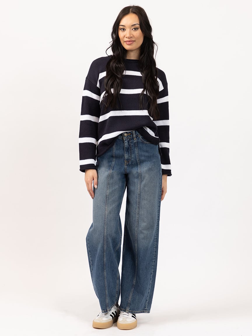 stripe crew neck sweater