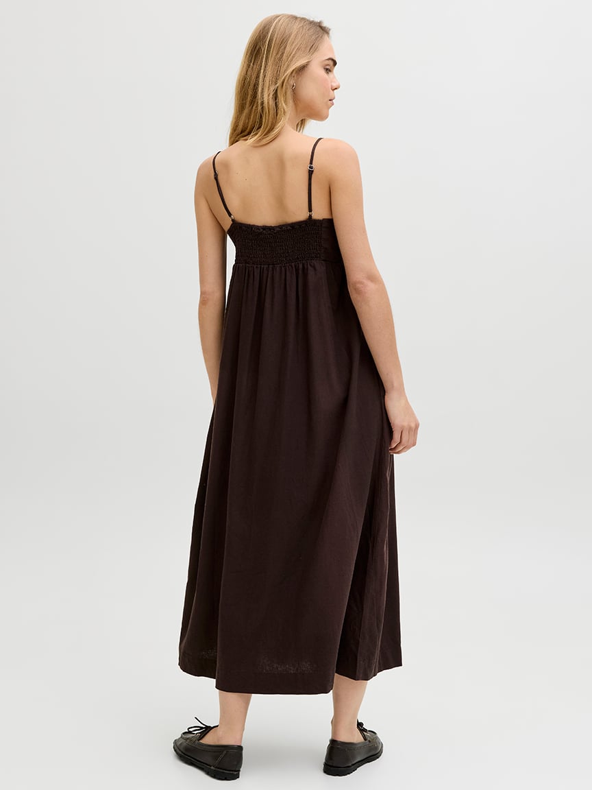 almira linen blend long dress