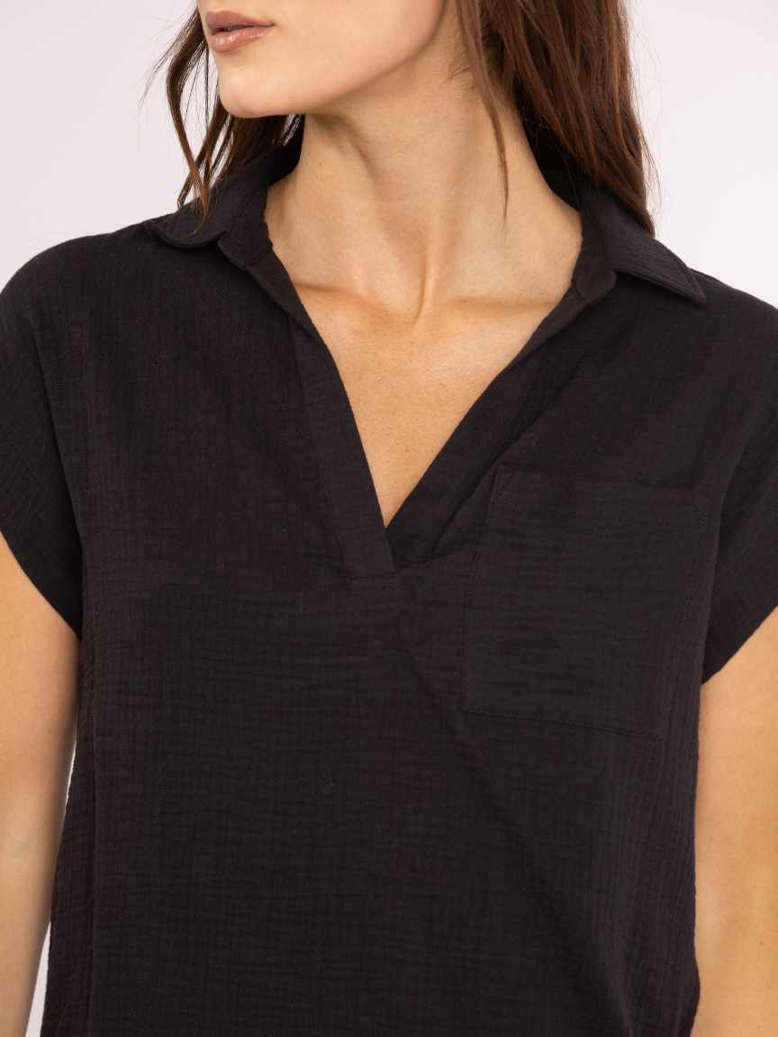 jaden johnny collar gauze shirt