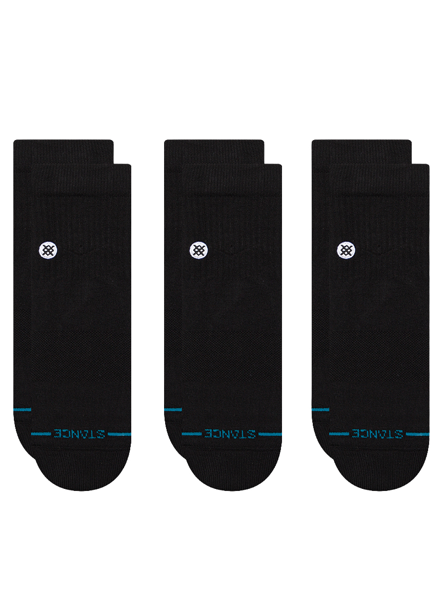 icon quarter sock 3pk black