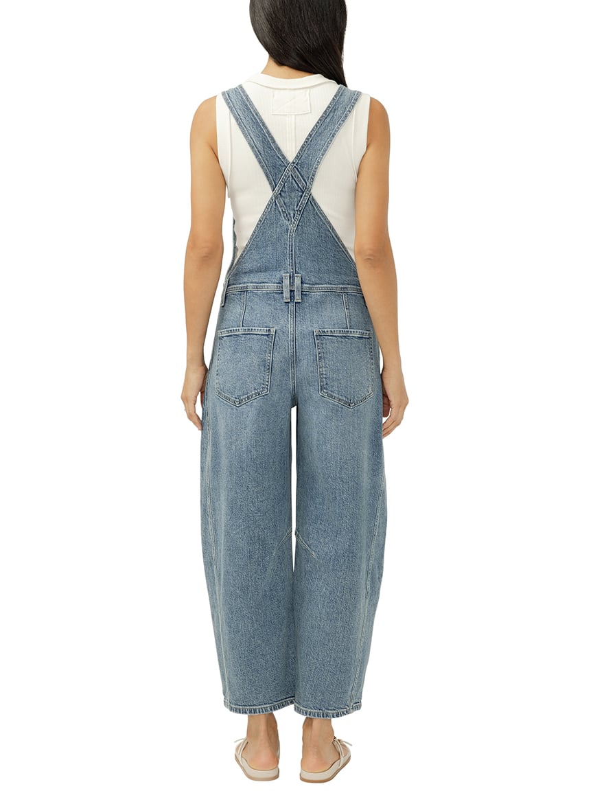 Denim Barrel Leg Overalls