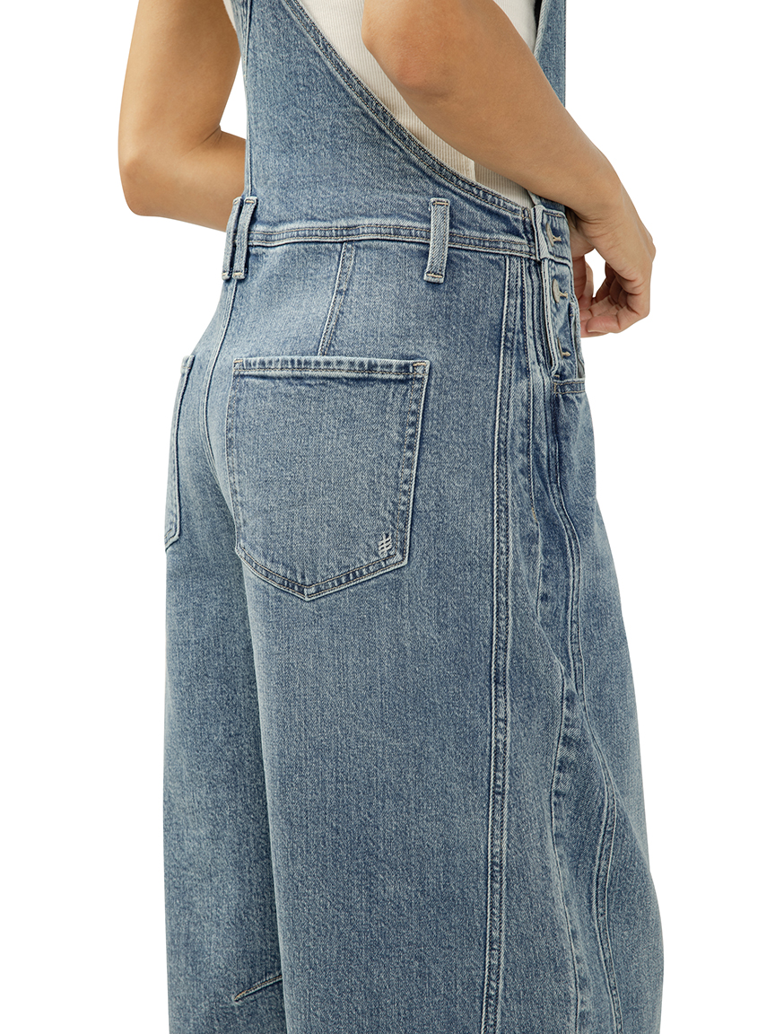 Denim Barrel Leg Overalls