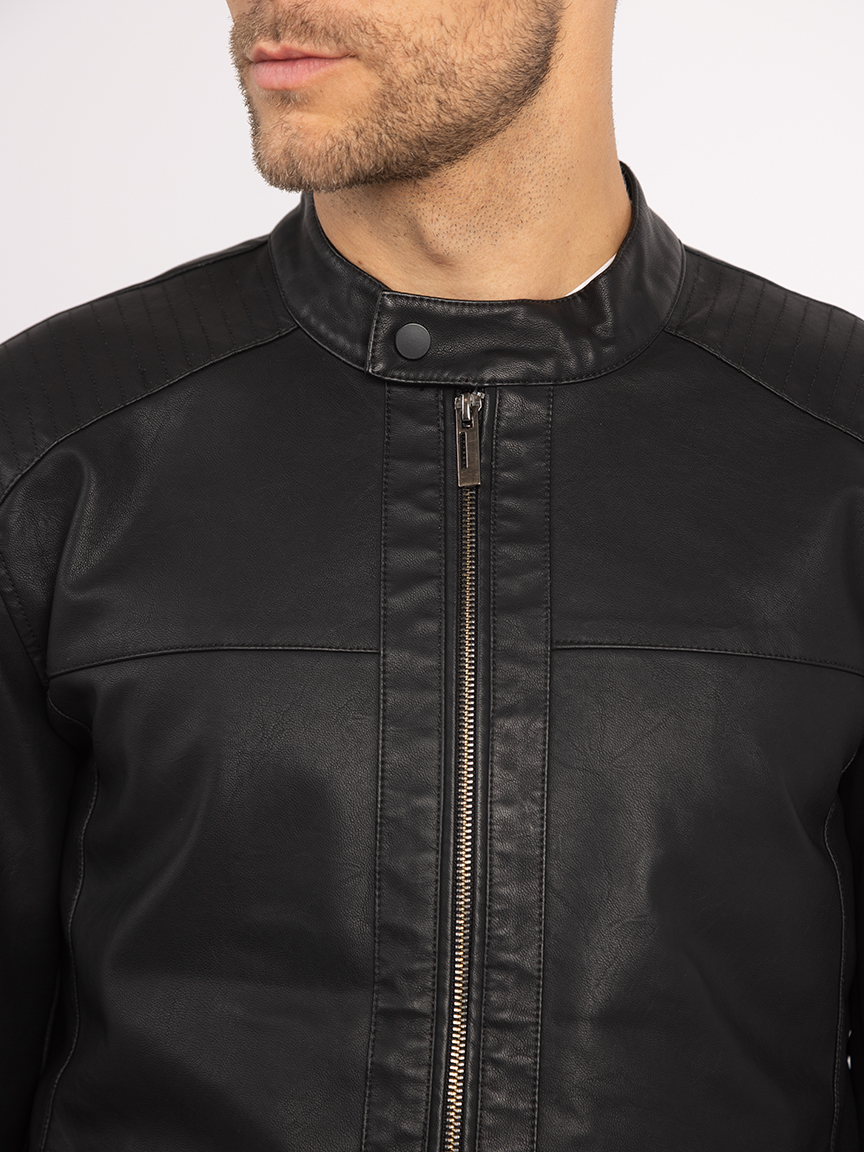 Ameri　FAKE LEATHER COLOR JACKET Faux leather jacket with zip | Armani Exchange