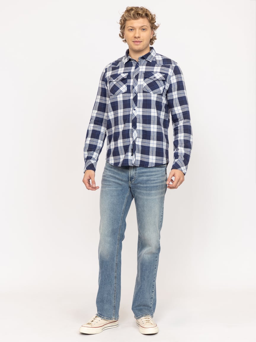 long sleeve plaid flannel shirt