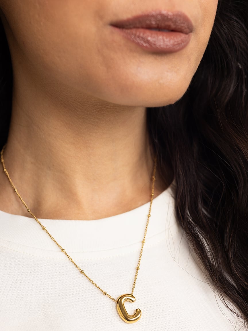 helium bubble initial necklace "C"