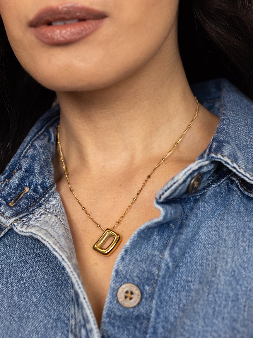 helium bubble initial necklace "D"