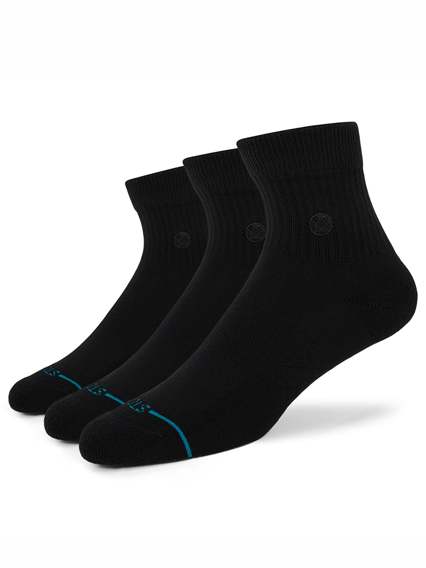 icon quarter sock 3pk black