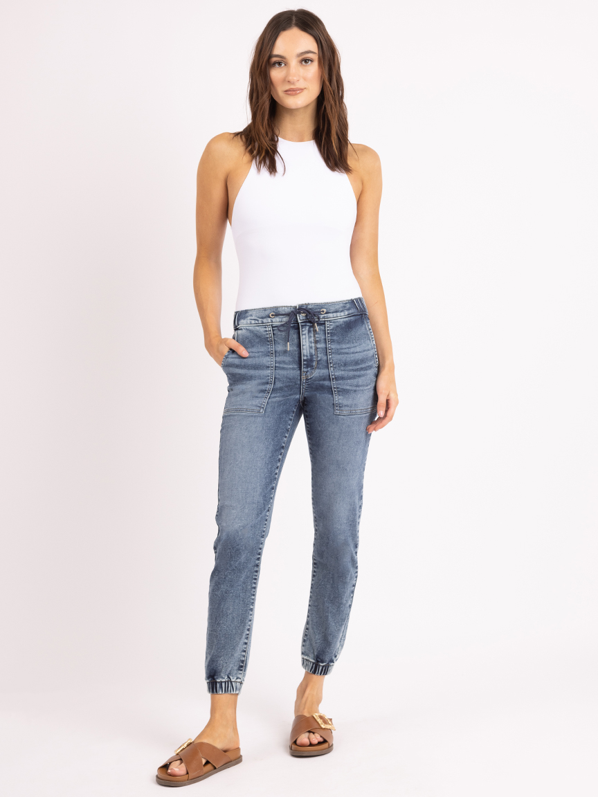 Knit denim jogger sales pant