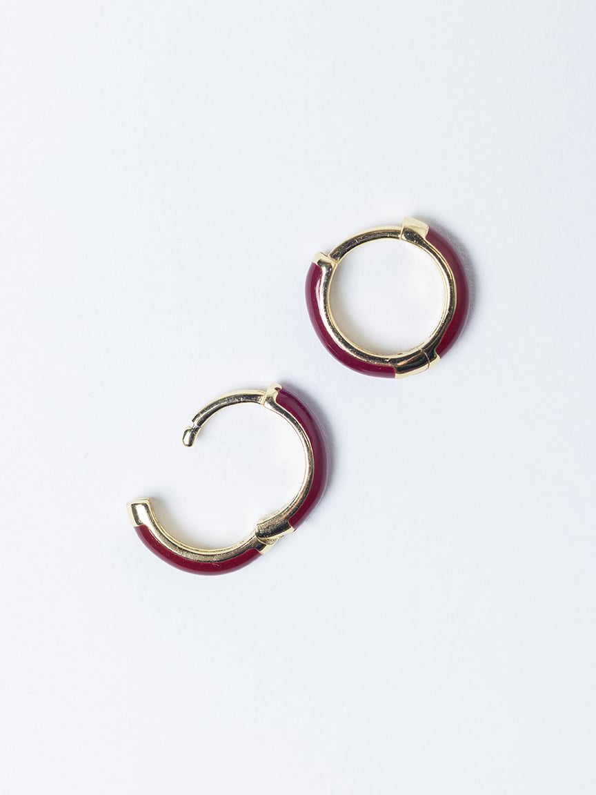 candy huggie earrings maroon