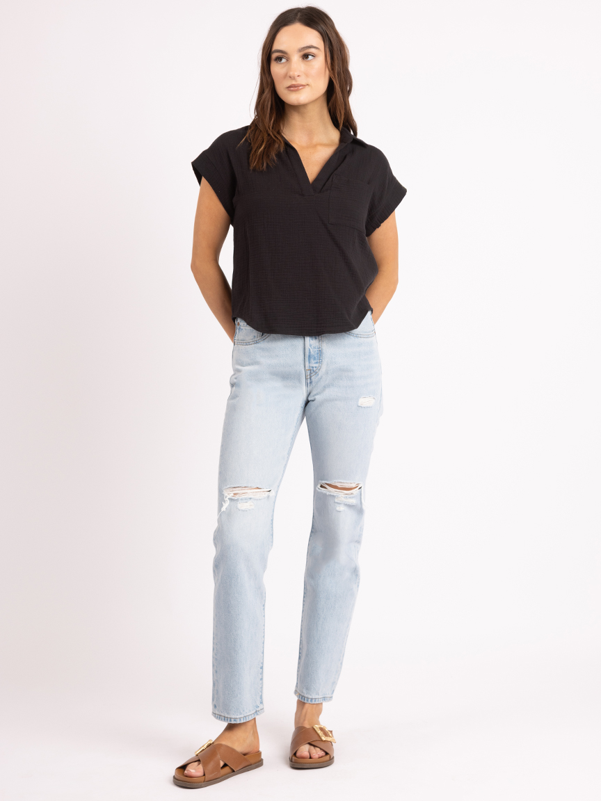 jaden johnny collar gauze shirt
