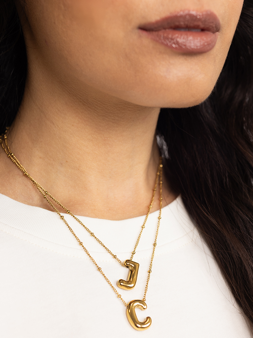 helium bubble initial necklace "J"