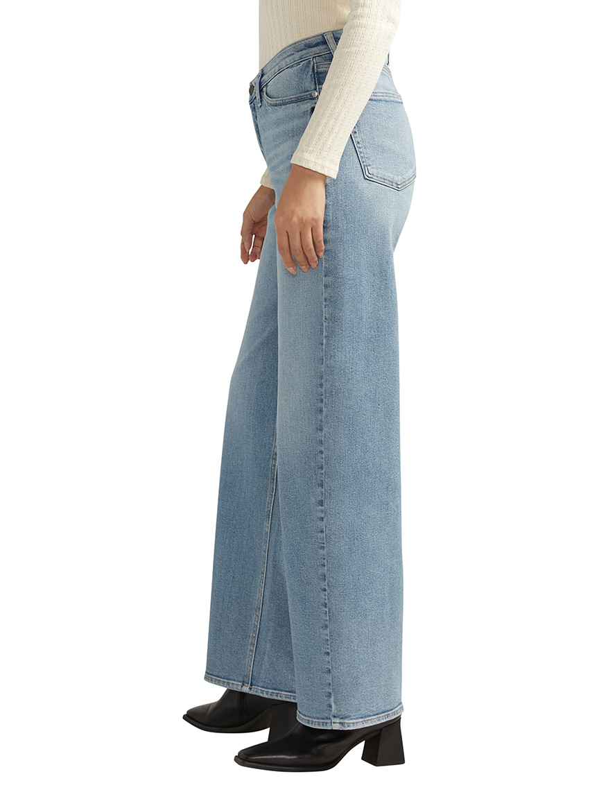 V-Front Mid Rise  Wide Leg Jeans