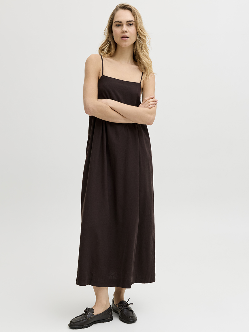 almira linen blend long dress